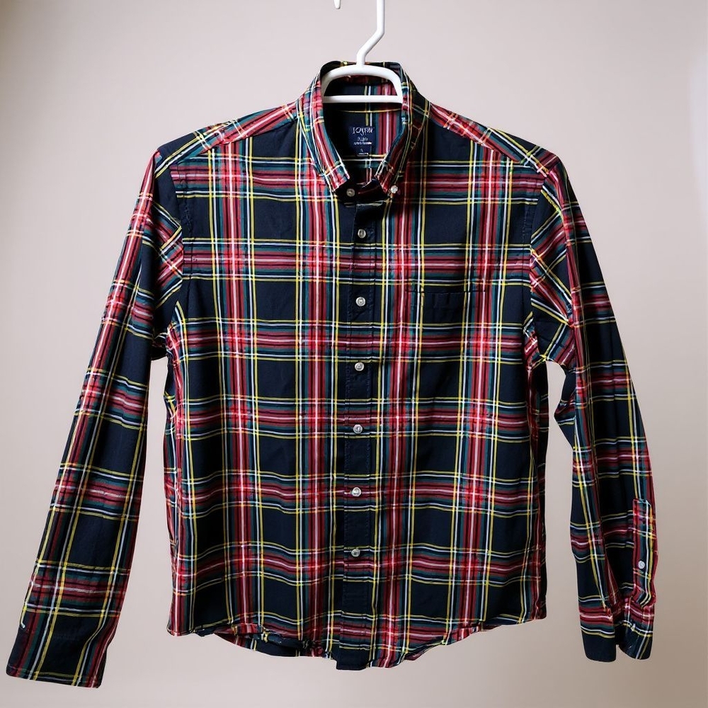 JCrew Plaid Classic Flex Button Down Shirt Black Red Mens Size Large - Picture 9 of 9
